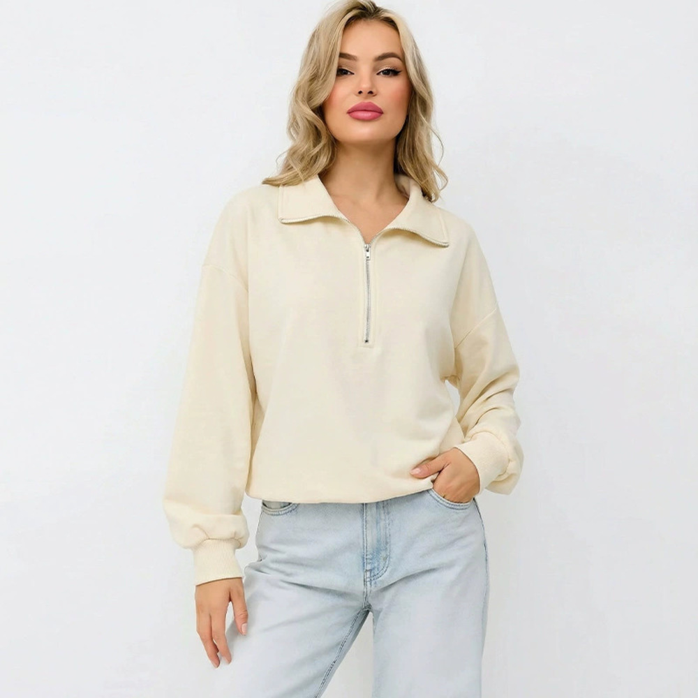 H&M Fashion Casual Long Sleeve Turn Down Collar Sweatshirt Pullover